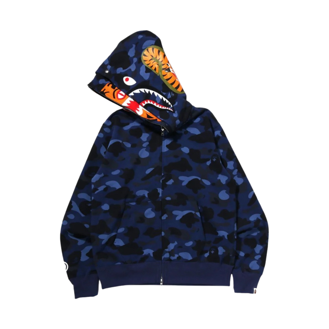 베이프 컬러 카모 타이거 샤크 와이드 풀 집 후드 네이비(BAPE Color Camo Tiger Shark Wide Full Zip Hoodie Navy) - 2