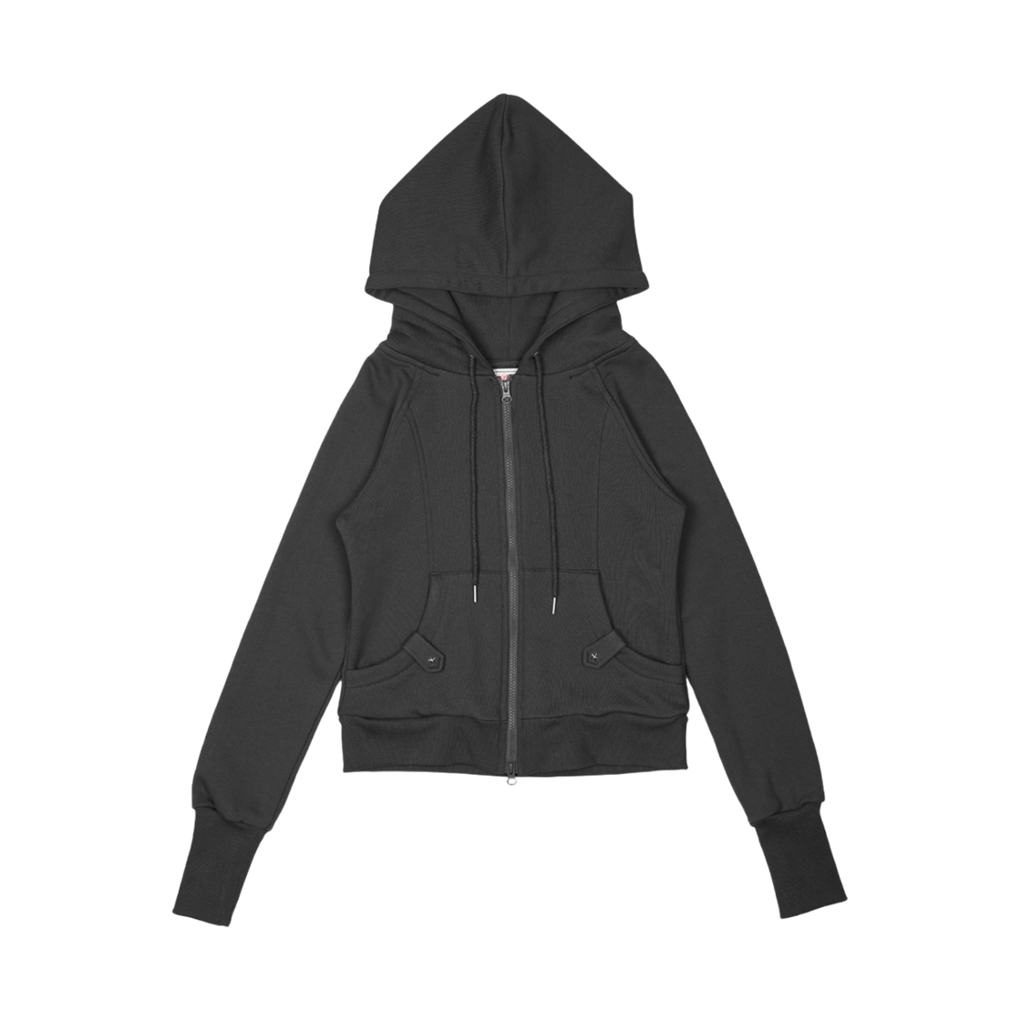 러프넥 집업 후드 차콜