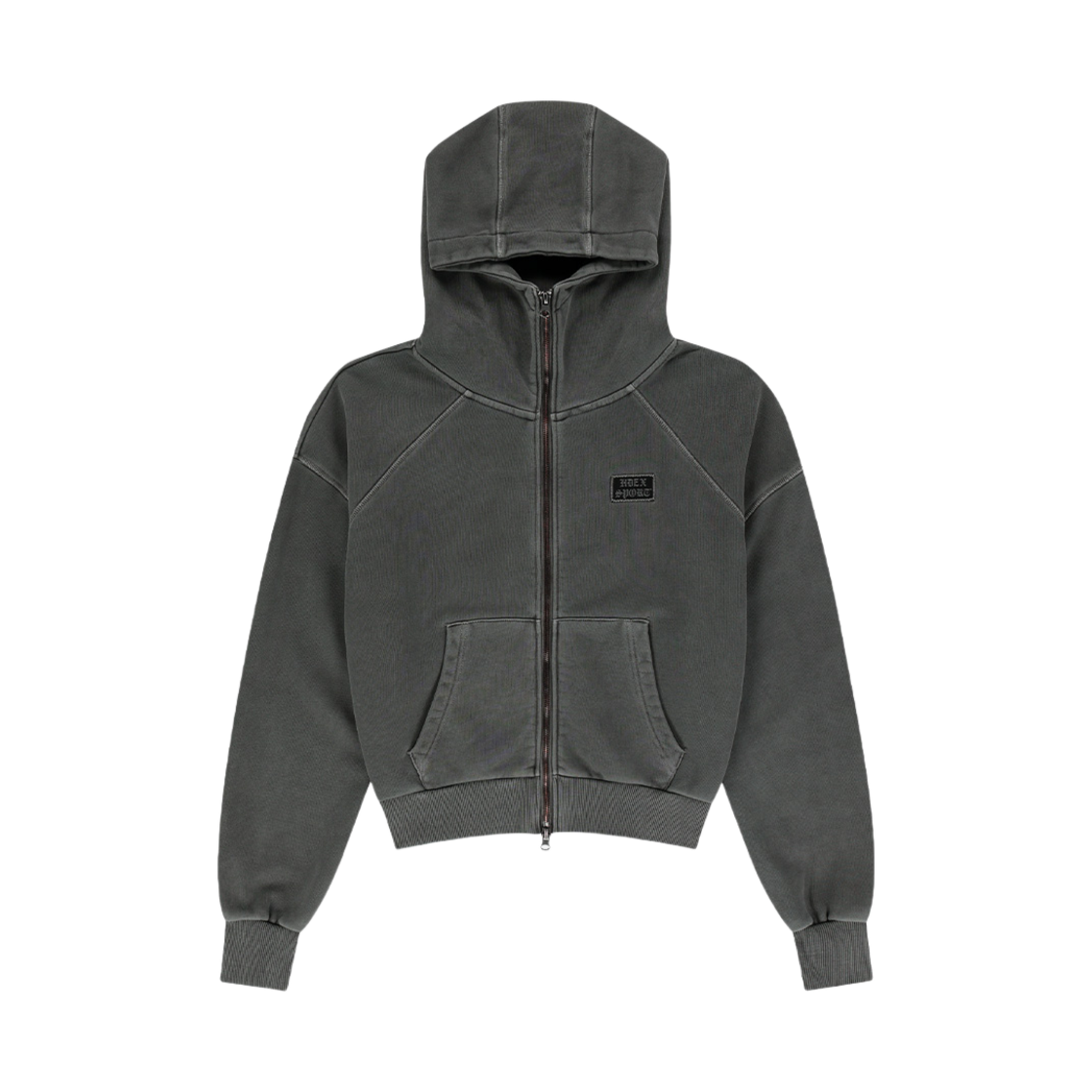 에이치덱스 우먼스 피그먼트 하이넥 후디 집업 피그먼트 차콜(HDEX Womens Pigment High Neck Zip-up Hoodie Pigment Charcoal)