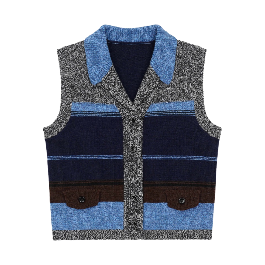(W) 그로브 토리아 니트 베스트 네이비 - 23SS((W) Grove Toria Knit Vest Navy - 23SS)