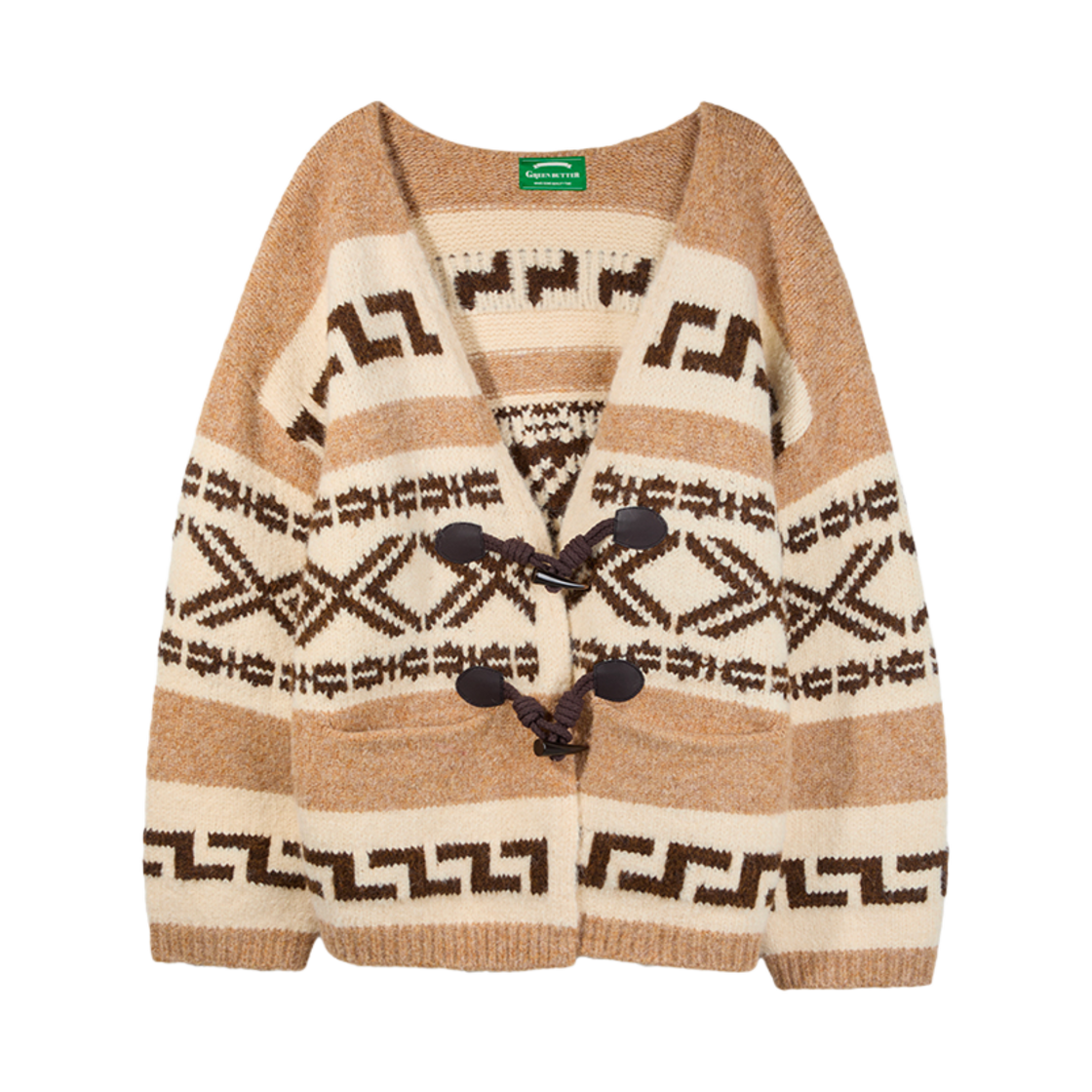 그린버터 알파카 더플 가디건 카라멜