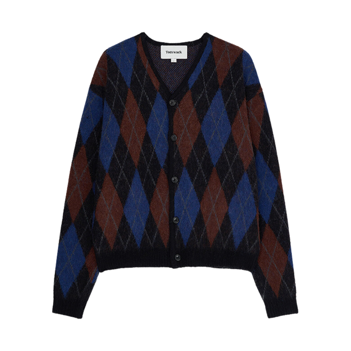 토니웩 아가일 모헤어 니트 가디건 블랙(Tonywack Argyle Mohair Knit Cardigan Black)