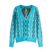 Greenbutter Women Vintage Jacquard Pattern Cardigan Sky blue