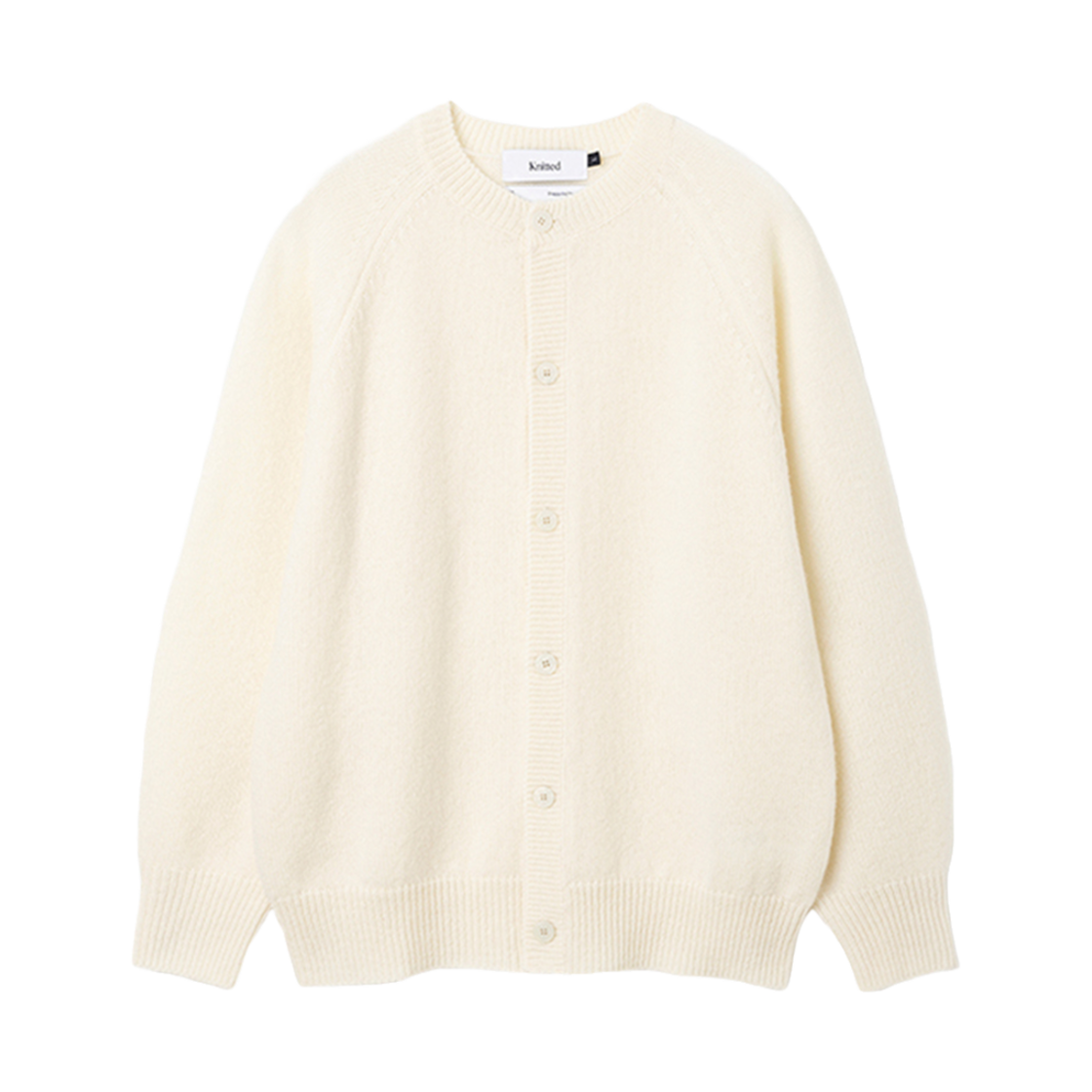 K24SSUCD01IV_copy Knitted Shaggy Dog Wool 100% Round Cardigan Ivory