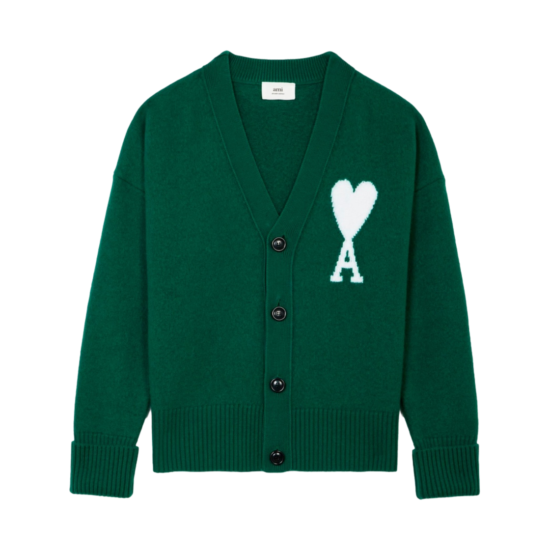 아미 빅 하트 로고 오버사이즈 인타르시아 가디건 그린 - 21FW(AMI de Coeur Oversize Intarsia Cardigan Green - 21FW) - 1