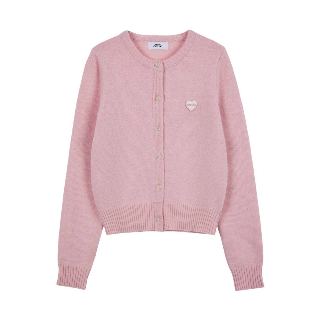 (W) 이미스 하트 와펜 가디건 핑크((W) Emis Heart Wappen Cardigan Pink) - 1