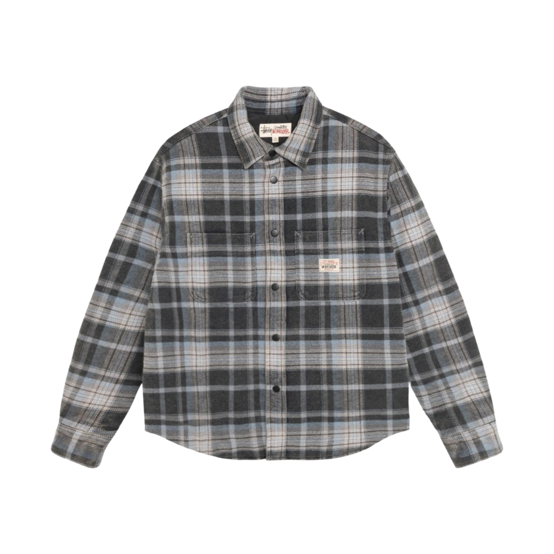 스투시 헤비 워시드 플레이드 셔츠 블루