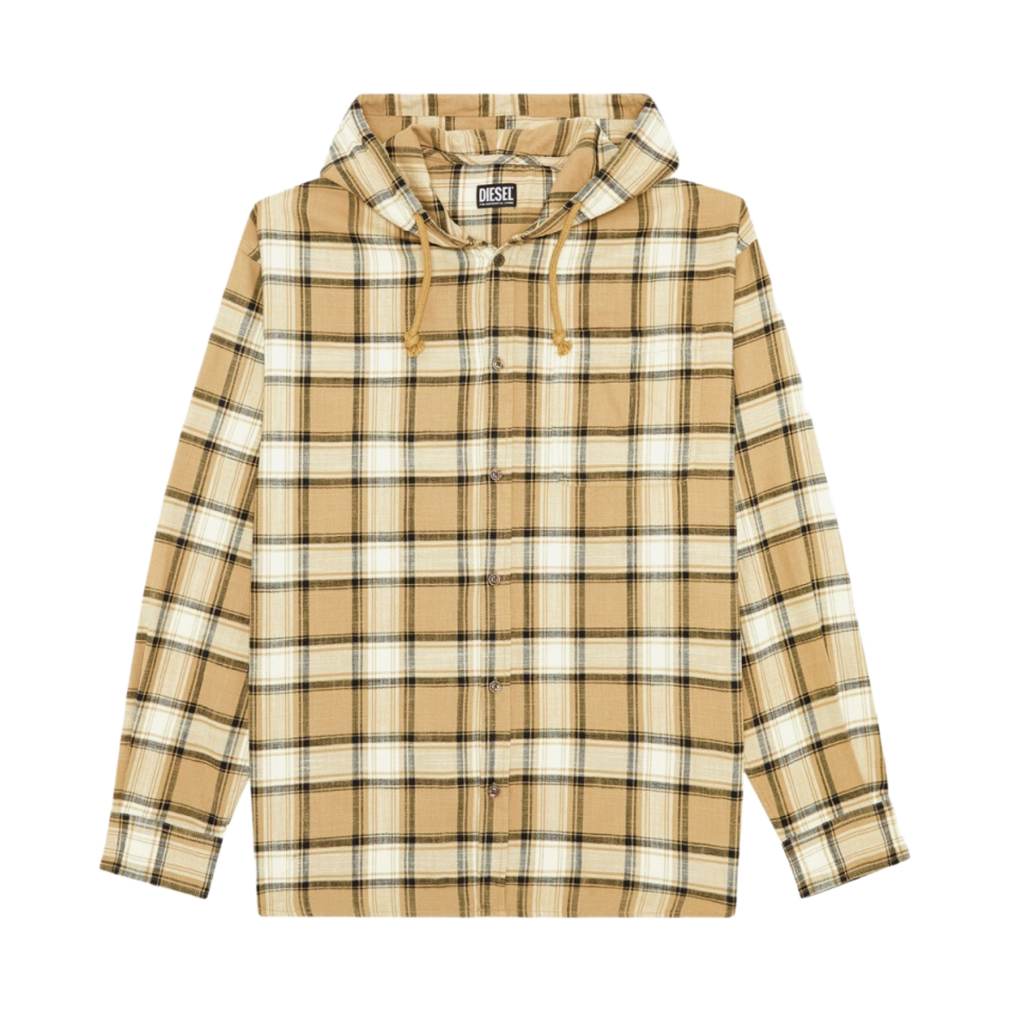 디젤 S-듀니 후드 셔츠 체크 플란넬 블랙 베이지(Diesel S-Dewny Hooded Shirt in Check Flannel Black Beige) - 1