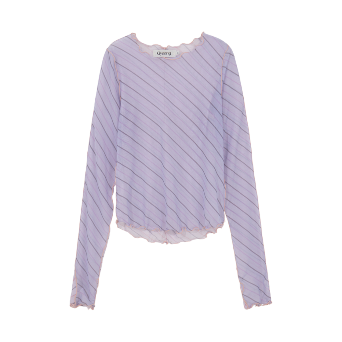 GY44LS005PP Gyeong Striped Mesh Top Pink & Purple