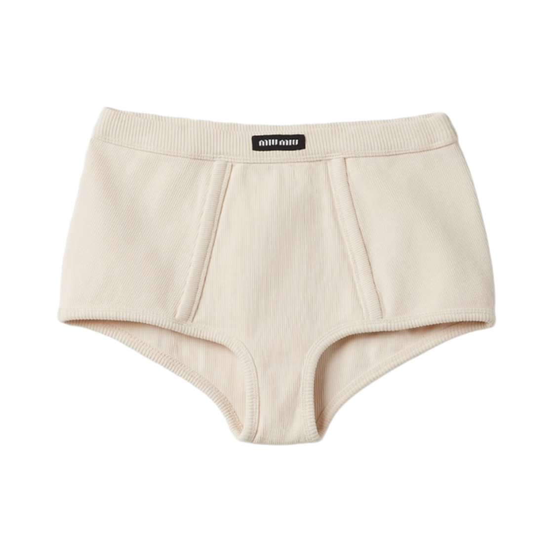 SP9445-1464-F0018 (W) Miu Miu Garment Dyed Ribbed Boxer Shorts Natural