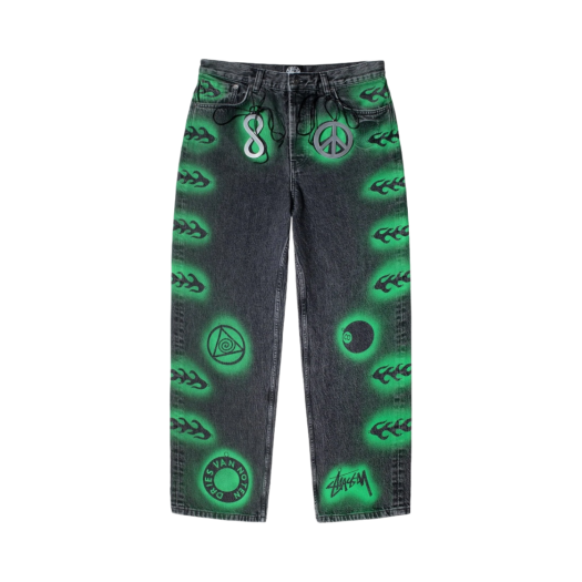 스투시 x 드리스 반 노튼 핸드 스텐실 진 워시드 블루 | Stussy | KREAM