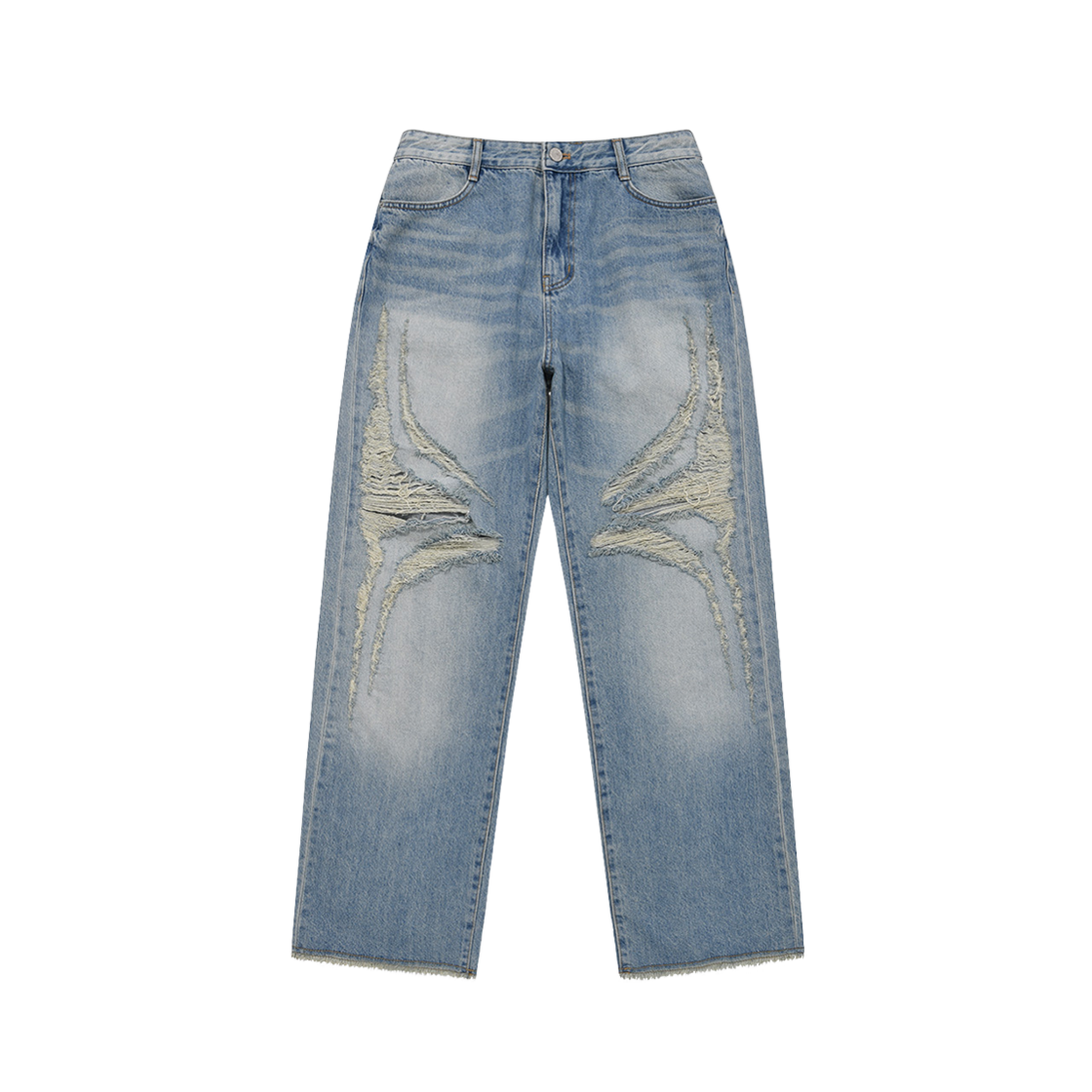 24CLPT002 PHOS333 Destroyed Wide Jeans