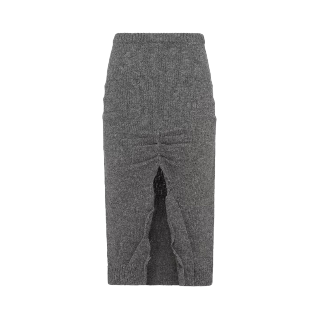 (W) 프라다 울 앤 캐시미어 스커트 스플릿 슬레이트 그레이((W) Prada Wool and Cashmere Skirt with Split Slate Gray) - 1