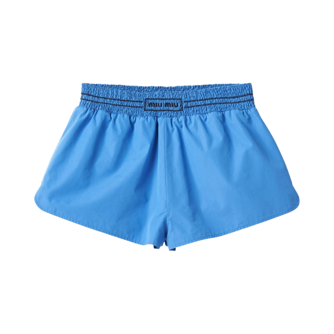 (W) 미우 미우 자수 포플린 쇼츠 페리윙클 블루