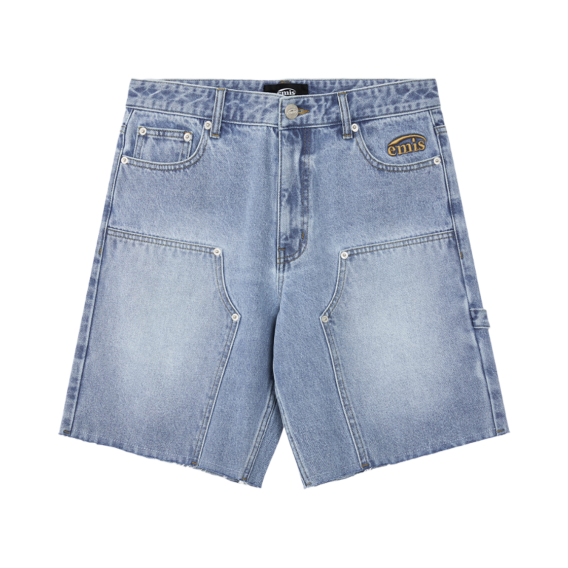 - Emis Frayed Edge Denim Shorts Light Blue
