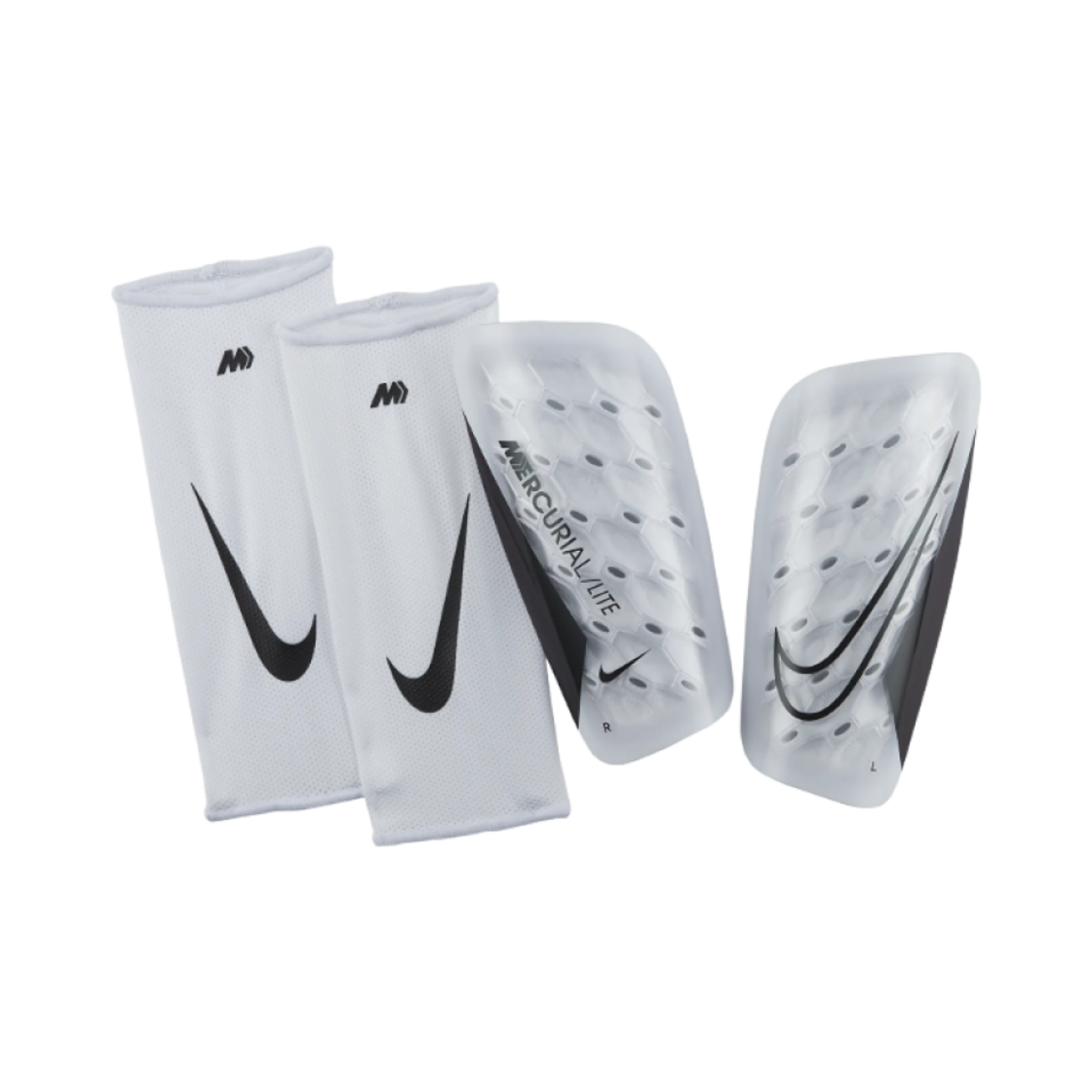 DN3611-100 Nike Mercurial Lite Football Shinguards White Black