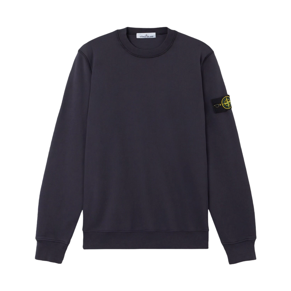 K2S1561000-60S0051-V0026 Stone Island 6100060 Organic Cotton Fleece Regular Fit Crewneck Sweatshirt with Elasticated Cuffs Ink Blue - 25FW