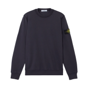 Stone Island 6100060 Organic Cotton Fleece Regular Fit Crewneck Sweatshirt with Elasticated Cuffs Ink Blue - 25FW