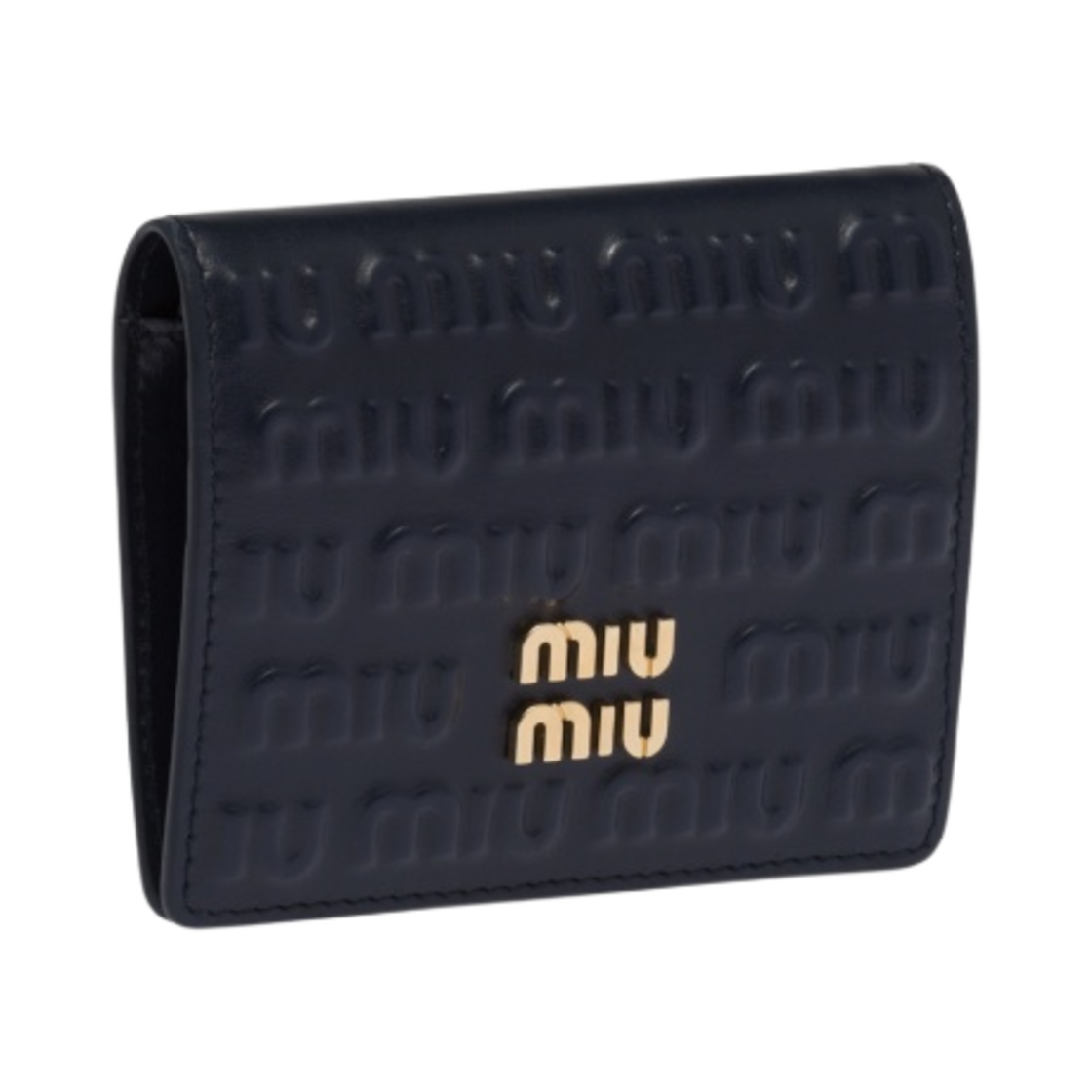 미우 미우 엠보스 레터링 로고 가죽 반지갑 발틱 블루(Miu Miu Embossed Lettering Logo Small Leather Wallet Baltic Blue) - 2
