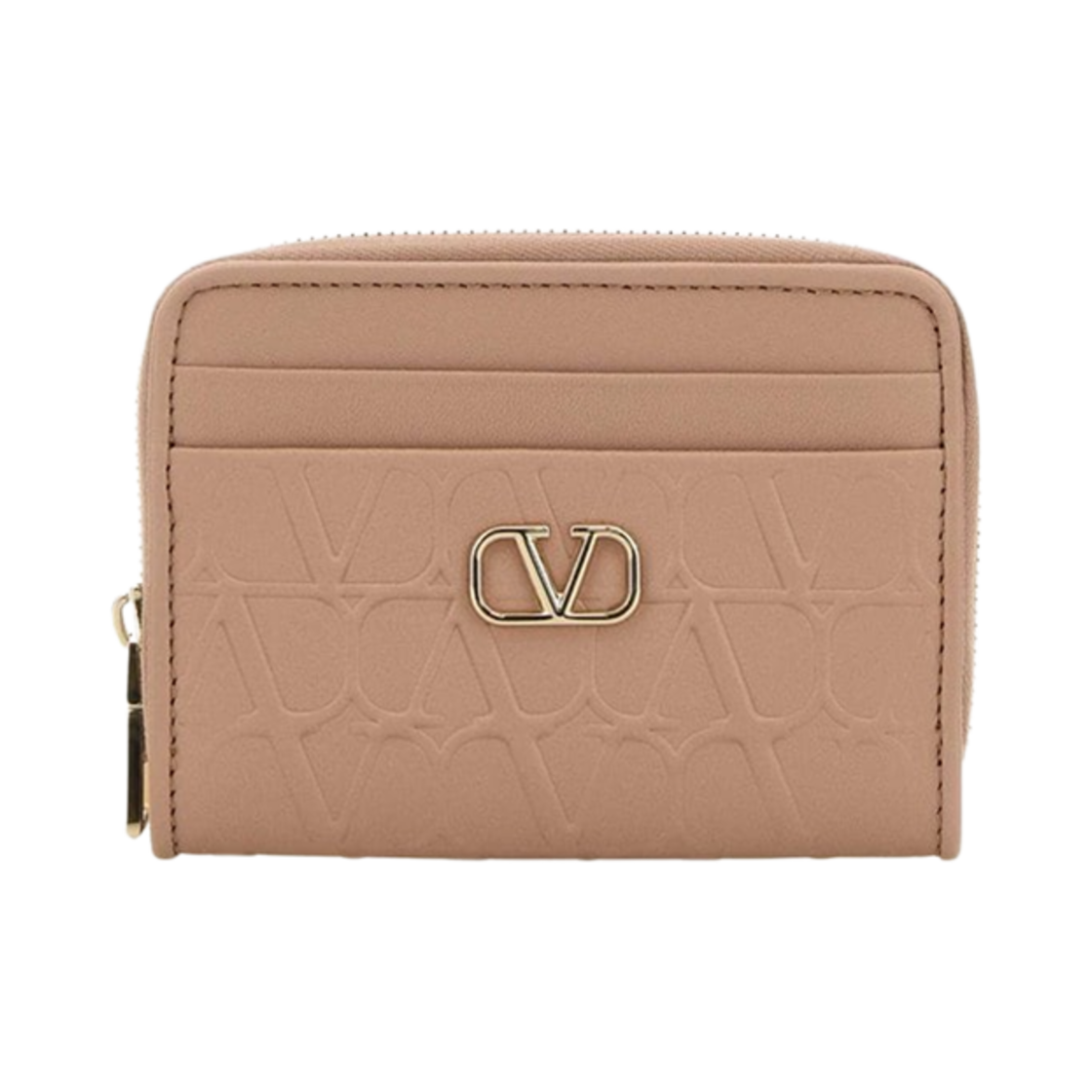 P0Z35IQUGF9 Valentino Logo Toile Iconographe Card Holder Rose Cannelle