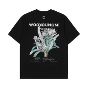 (W) Wooyoungmi Flower Print Back Logo T-Shirt Black - 23SS