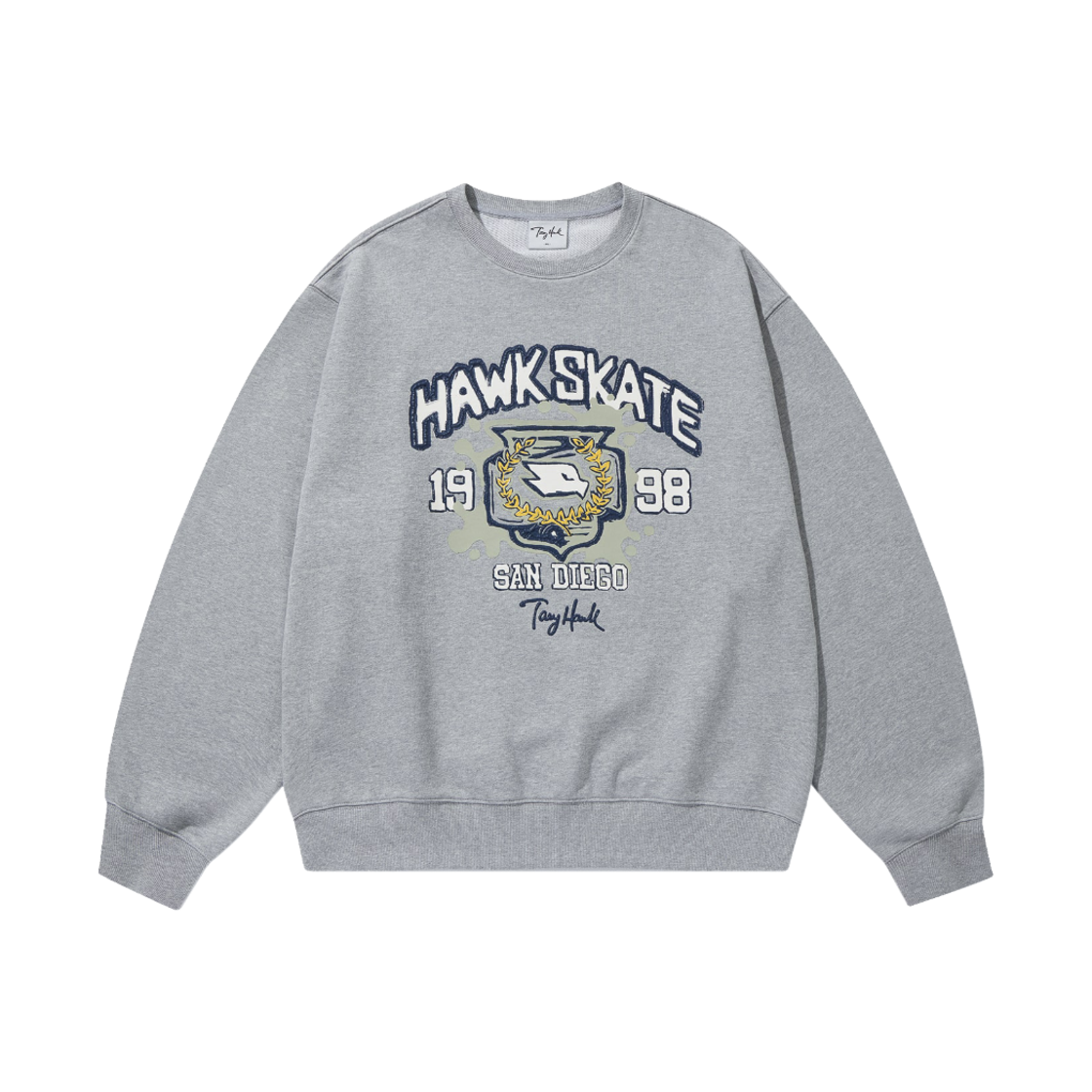 토니호크 호크 컬리지 그래픽 맨투맨 멜란지 그레이(TONY HAWK Hawk College Graphic Crewneck Grey)
