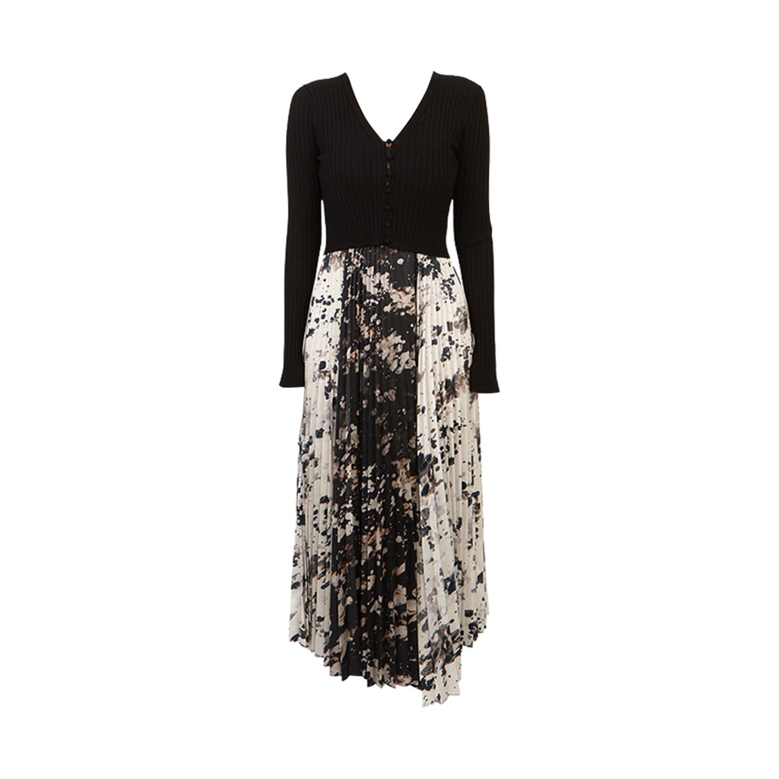 (W) 올 세인츠 레오와 기아 투인원 롱 플리티드 드레스 블랙 스톤((W) All Saints Leowa Gia 2-in-1 Long Pleated Dress Black Stone)