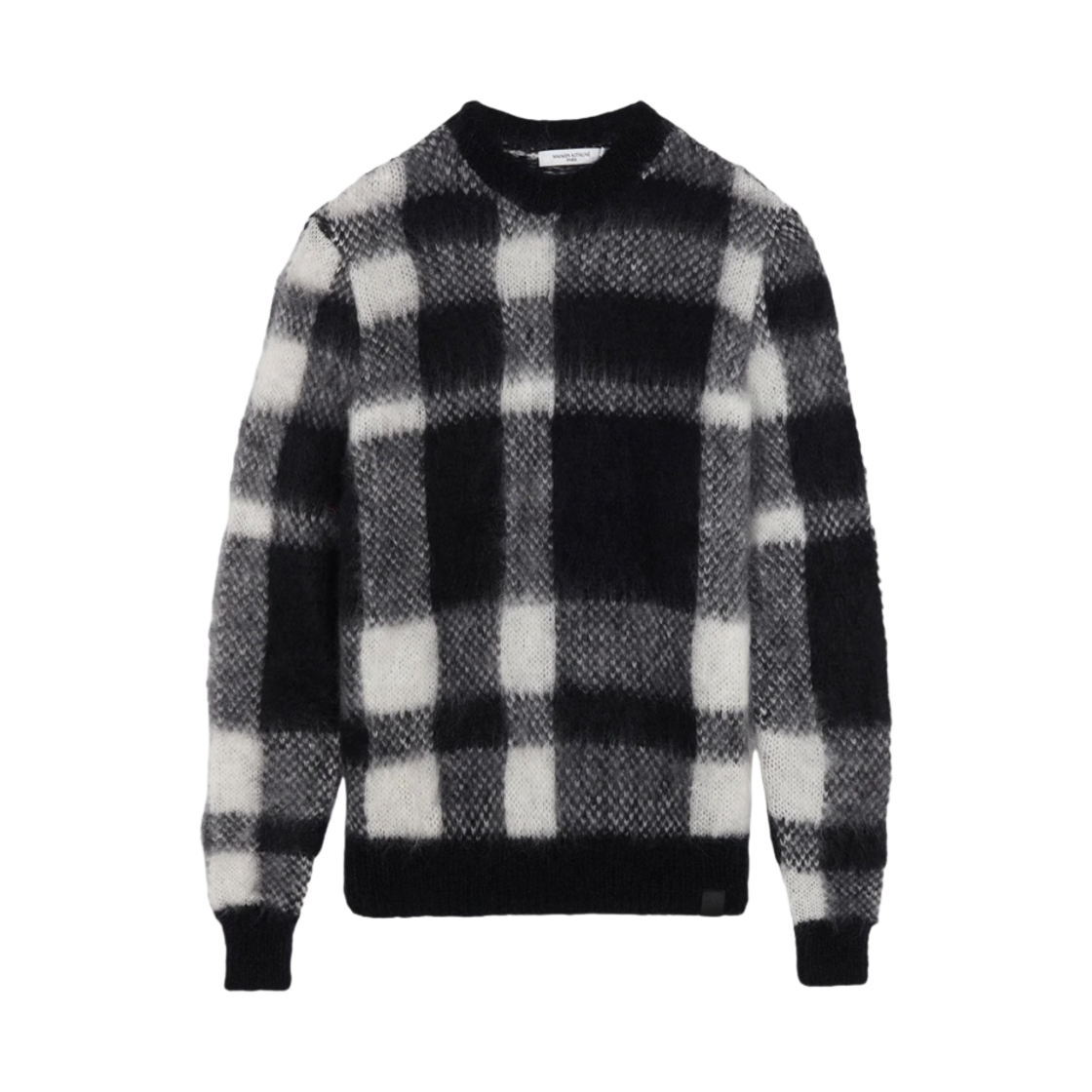 메종 키츠네 브러쉬드 모헤어 체크 풀오버 니트 블랙 화이트 체크(Maison Kitsune Brushed Mohair Check Pullover Knit Black White Check) - 1