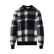 Maison Kitsune Brushed Mohair Check Pullover Knit Black White Check