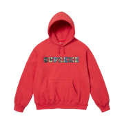 Supreme Collegiate Patchwork Leather Hooded Sweatshirt Burnt Red - 23FW