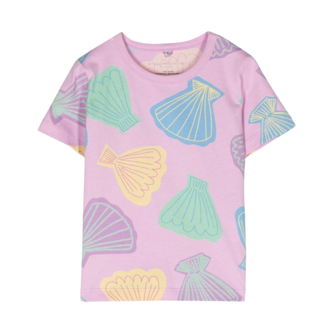 TU8D01Z163450GMC (Kids) Stella McCartney Seashell Print Cotton T-Shirt Light Pink Multicolour
