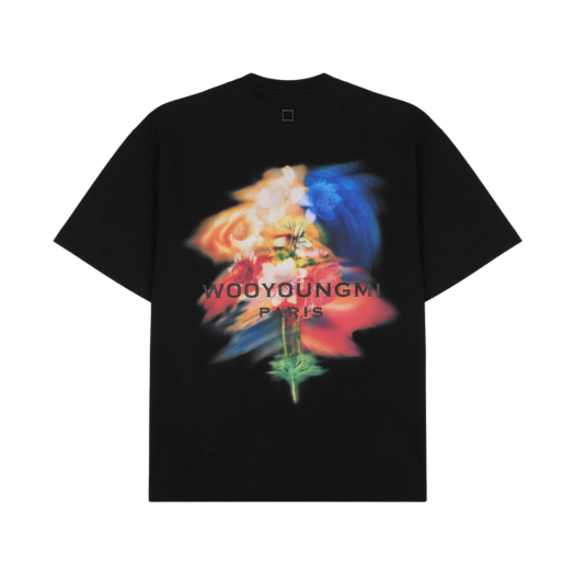 W243TS06715B Wooyoungmi Swaying Flower Back Logo T-Shirts Black - 24FW