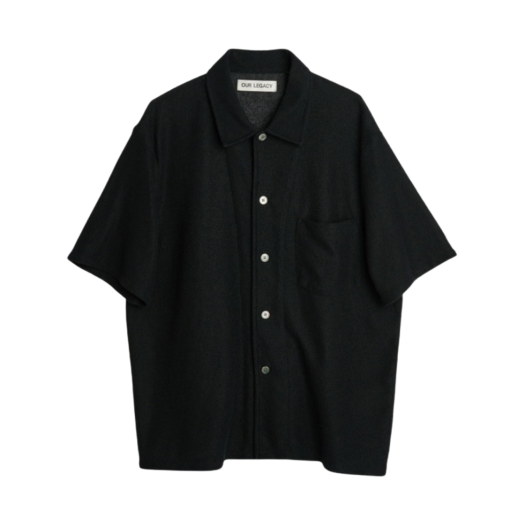 M2202BB Our Legacy Shortsleeve Box Shirt Black Boucle