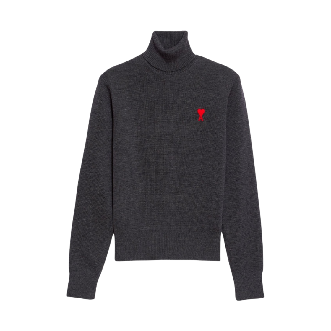 (W) 아미 스몰 하트 로고 터틀넥 스웨터 헤더 그레이((W) AMI de Coeur Turtleneck Sweater Heather Grey) - 1