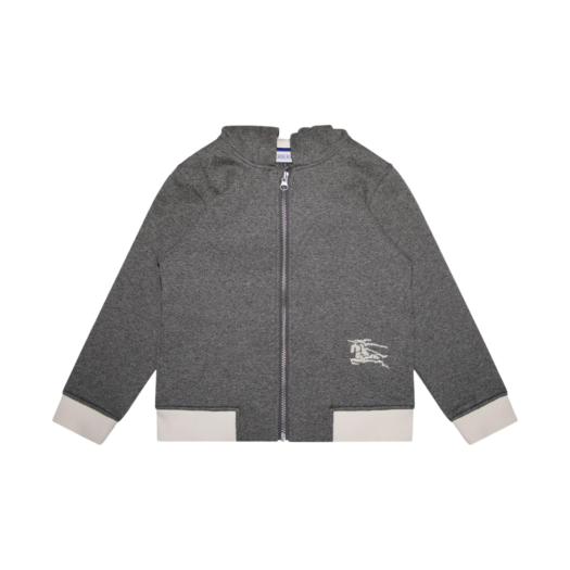 (Kids) Burberry EKD Cotton Zip Hoodie Grey