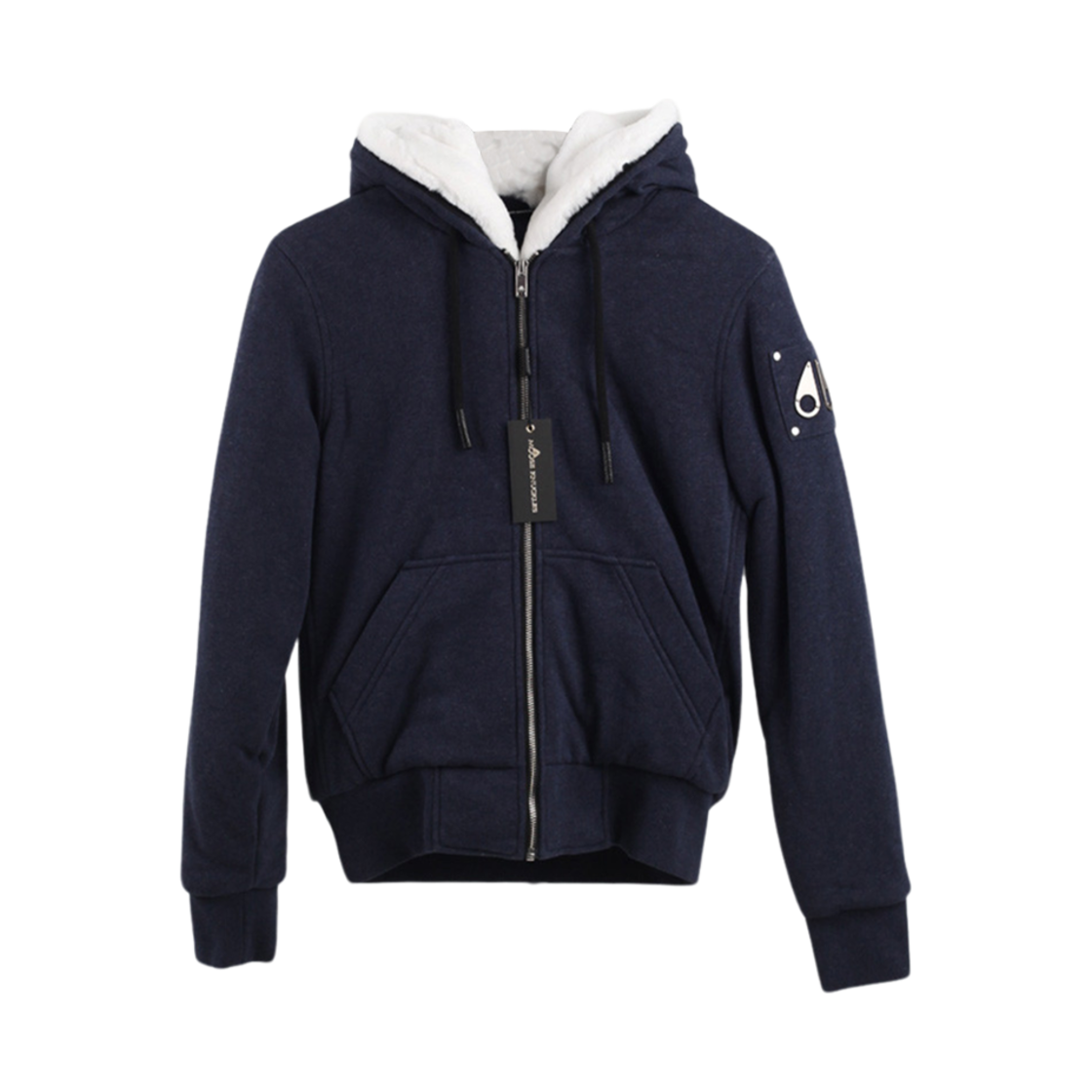 MK8601LS814 (W) Moose Knuckles Classic Bunny Detachable Fur Zip Hoodie Blue