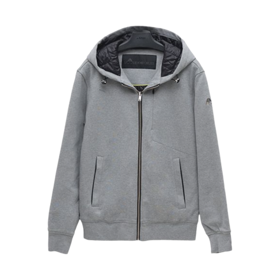 M31MS606224 Moose Knuckles Logo Zip-Up Hoodie Grey