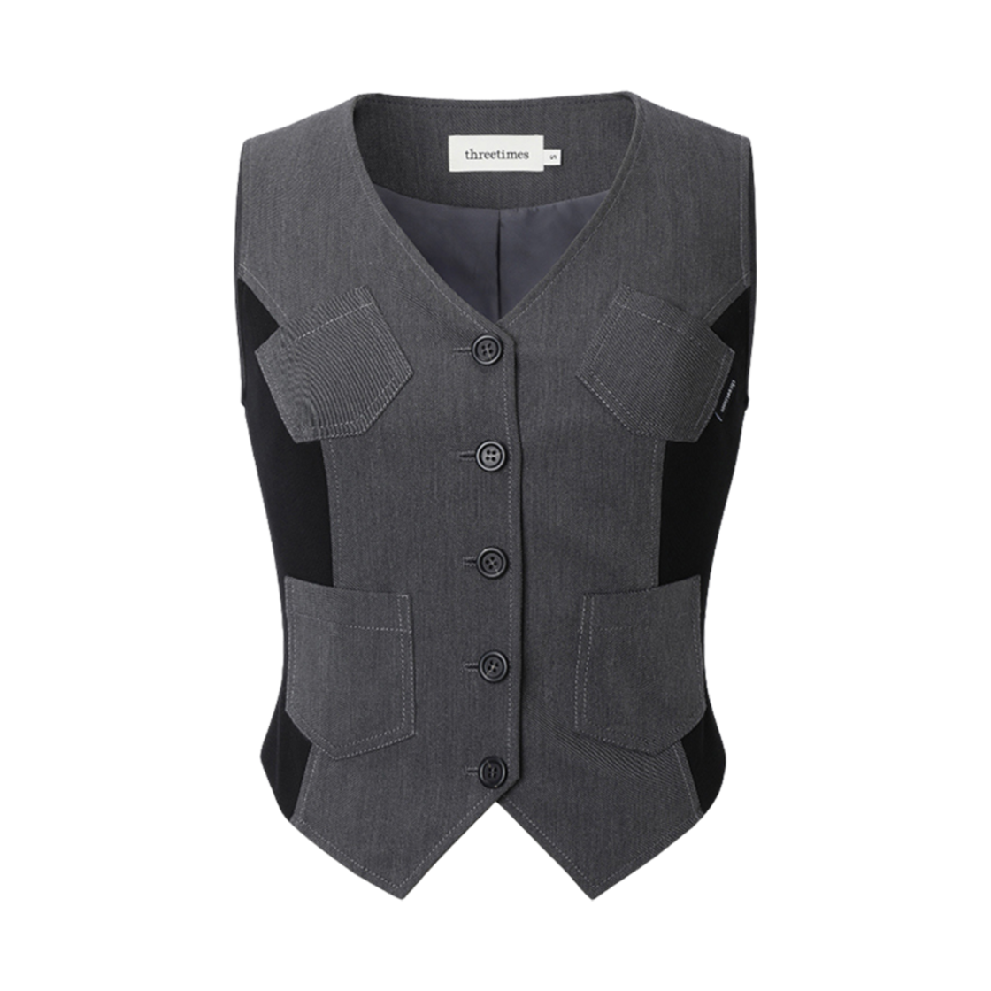 (W) 쓰리타임즈 케인 베스트 그레이((W) Threetimes Kane Vest Grey)