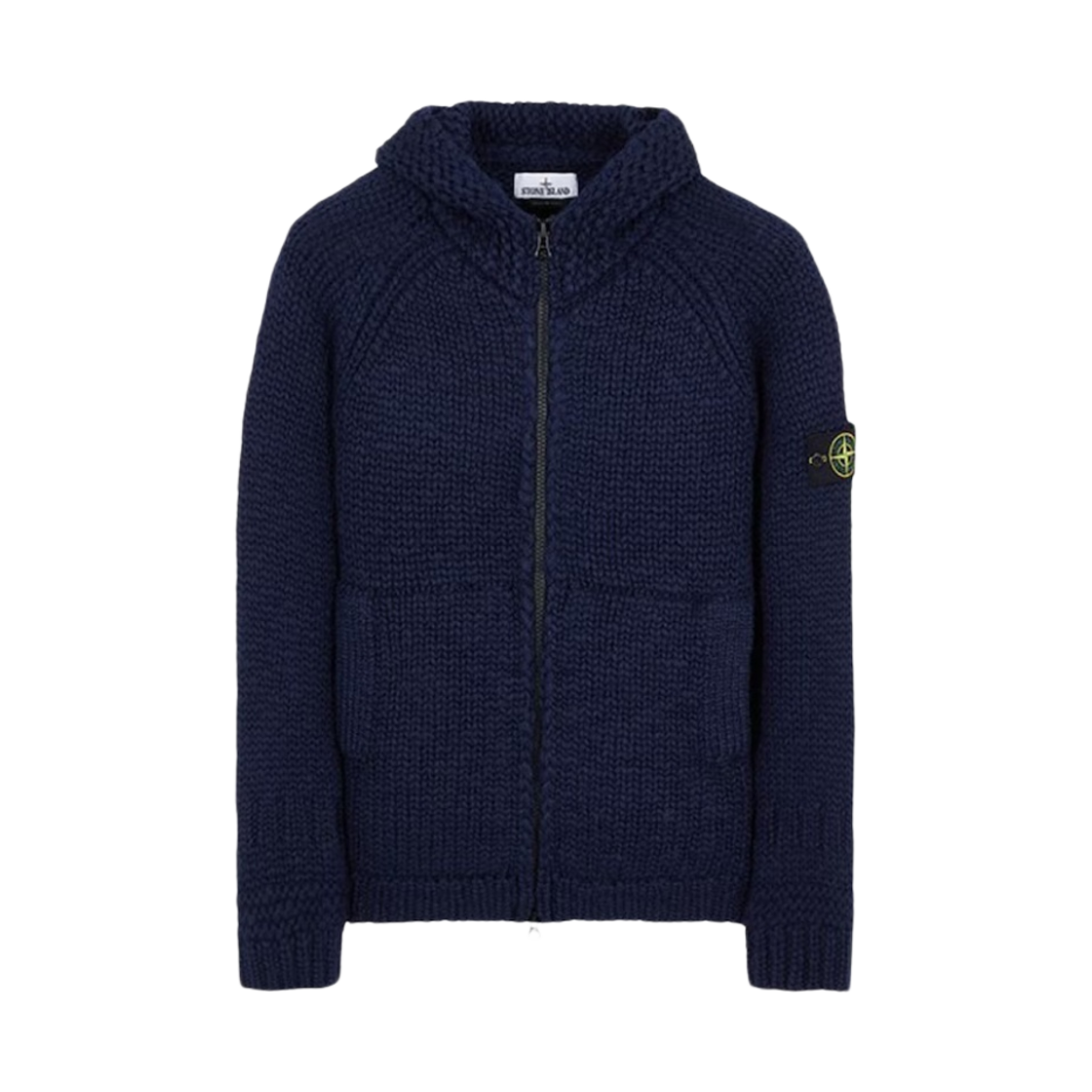 스톤 아일랜드 544D4 핸드메이드 필 후드 니트 가디건 네이비 블루 - 22FW(Stone Island 544D4 Handmade Feel Hooded Knit Cardigan Navy Blue - 22FW) - 1