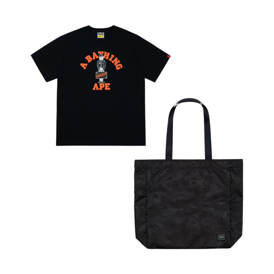 포터 x 베이프 티셔츠 & 토트백 세트 블랙(Porter x BAPE T-Shirt & Tote Bag Set Black)