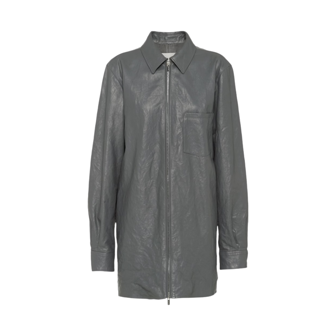 (W) 미우 미우 나파 가죽 셔츠 아이언 그레이((W) Miu Miu Nappa Leather Shirt Iron Grey) - 1