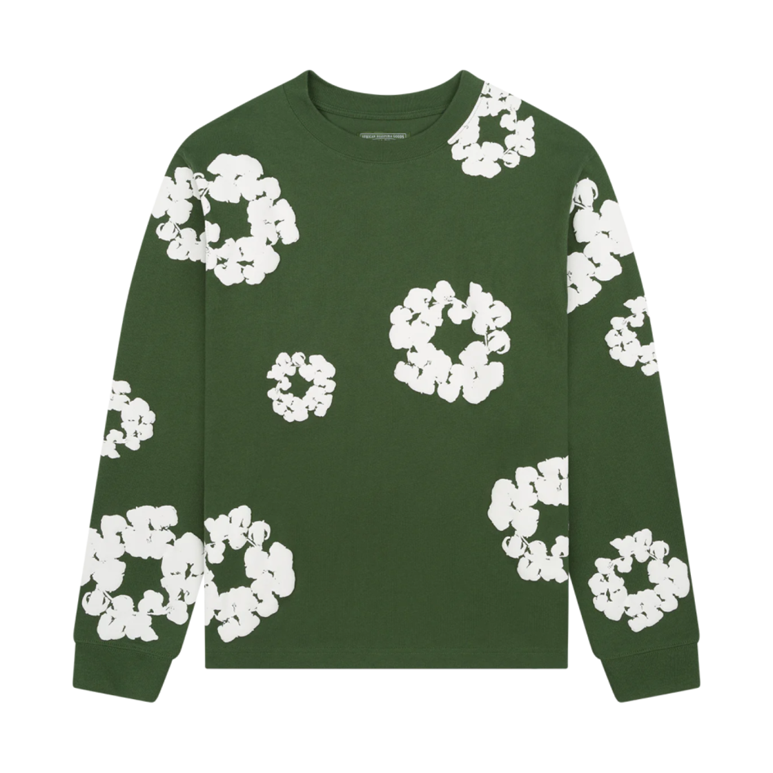 데님 티어스 롱슬리브 코튼 리쓰 티셔츠 그린(Denim Tears Long Sleeve Cotton Wreath T-Shirt Green)