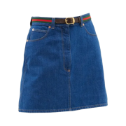 (W) Gucci Belted Mini Skirt Denim