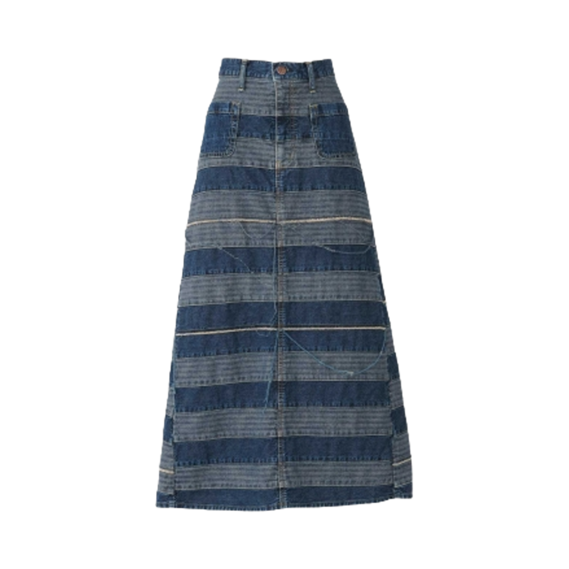 (W) 히스테릭 글래머 스크래치드 롱 데님 스커트 라이트 인디고 블루((W) Hysteric Glamour Scratched Long Denim Skirt Light Indigo Blue) - 1