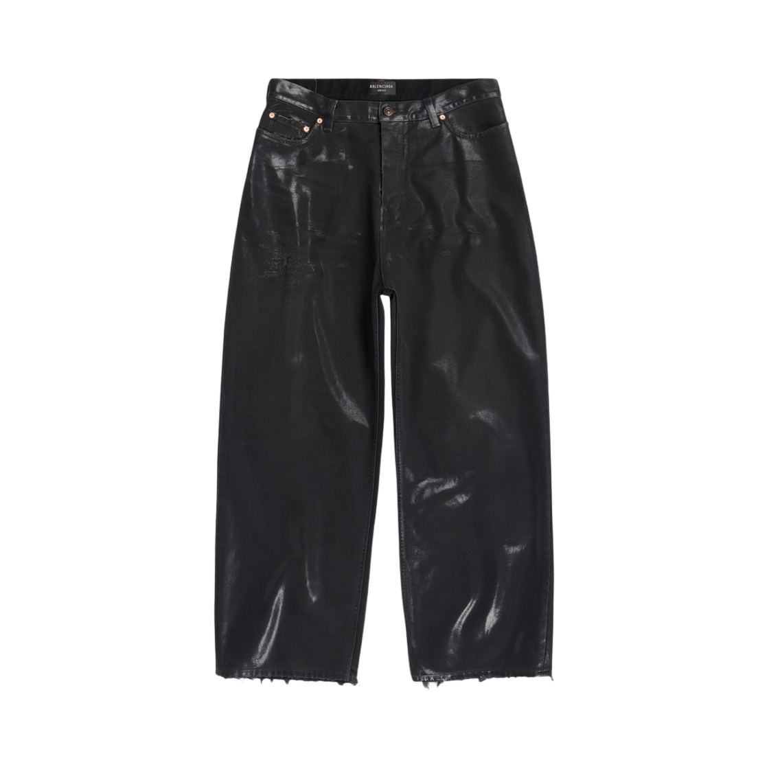 발렌시아가 블랙 코팅 라지 배기 소프트 데님