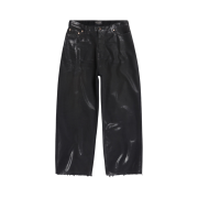 Balenciaga Large Baggy Jeans in Black Coated Soft Denim