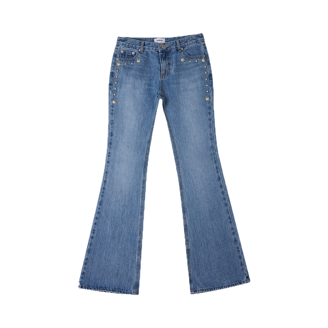스몰스튜핏튠즈 스터드 부츠컷 데님 팬츠 라이트 블루((W) smallstupidtunes Stud Bootcut Denim Pants Light Blue)