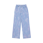 The Museum Visitor Hand Painted Denim Pants Pink