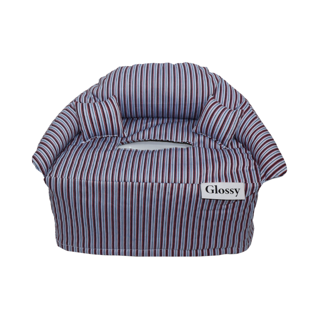 GL-TC001-BL Glossy Stripe Sofa Tissue Cover Blue