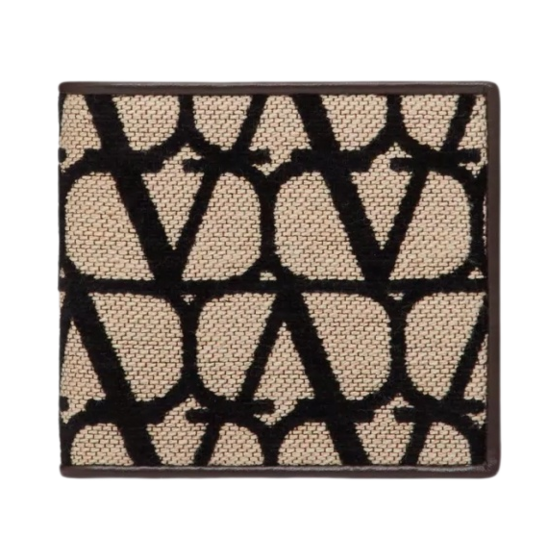 P0654WAW6ZN Valentino Toile Iconographe Wallet with Leather Details Beige Black